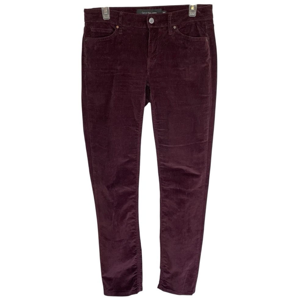 Calvin Klein Jeans Casual Solid Burgundy Ultimate Skinny Velvet Corduroy Jeans